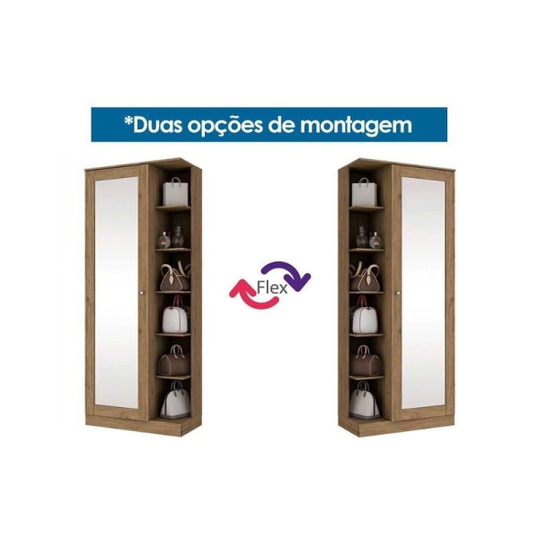 Encontraproduto.com.br - Armário Sapateira Quarto Duetto c/ 1 Porta c/ Espelho Branco - Henn
