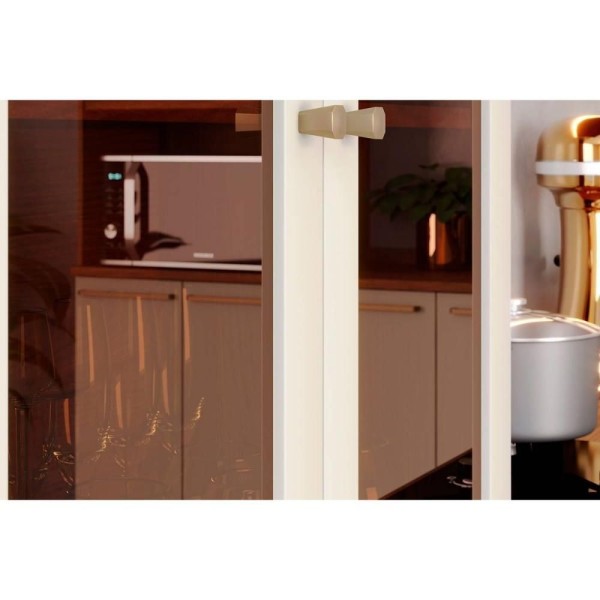 Encontraproduto.com.br - Cozinha Completa Requinte 20 Peças (6 Aéreos + 6 Balcões + 2 Paneleiros + 6 Complementos) Cz109 Nature-nature-areia - Henn
