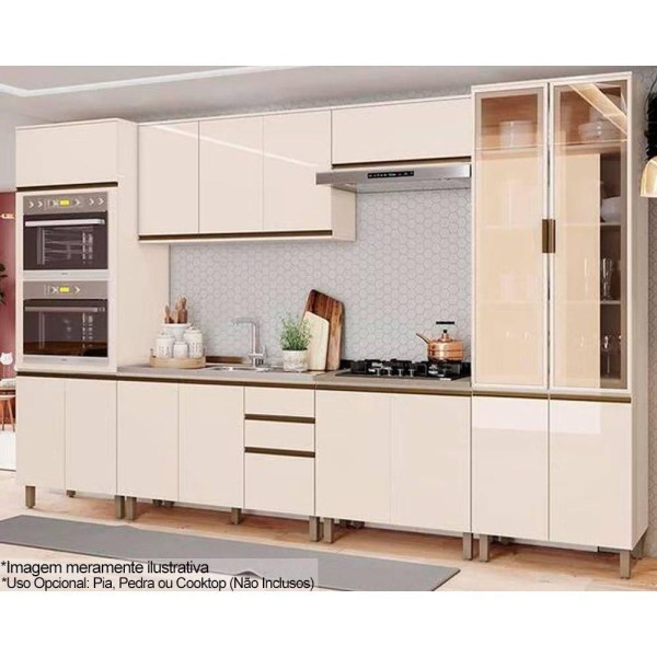 Encontraproduto.com.br - Cozinha Completa Connect 7 Peças (2Aéreos+2Balcões+2Paneleiros+1Complemento) C5P89 Off White - Henn