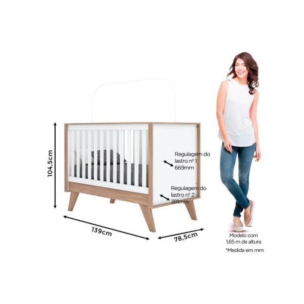 Encontraproduto.com.br - Quarto De Bebê Completo Confete 3 Peças (1 Guarda Roupa + 1 Berço + 1 Cômoda) Qi57 Branco-jequitiba