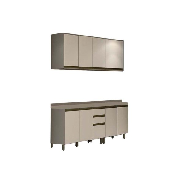 Encontraproduto.com.br - Cozinha Completa Connect 6 Peças (2 Armários + 2 Balcões + 2 Complementos) C6P06 Duna/Cristal - Henn