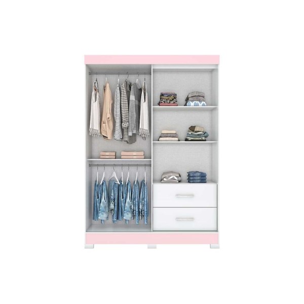 Encontraproduto.com.br - Guarda Roupas 3 Portas de Correr (1 ) e 2 Gavetas c/ Pés Briz Corba B59 Branco - Henn