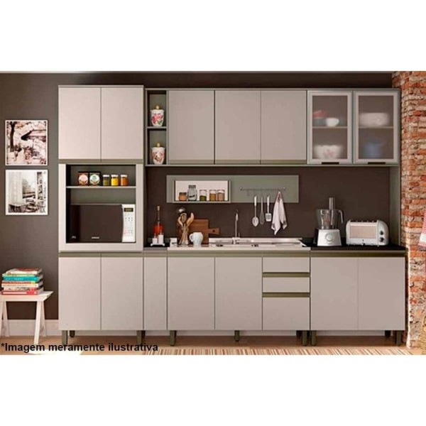 Encontraproduto.com.br - Módulo Cozinha Henn Connect Paneleiro Torre Quente c/1 Forno e 4 Portas 71X220cm Off White
