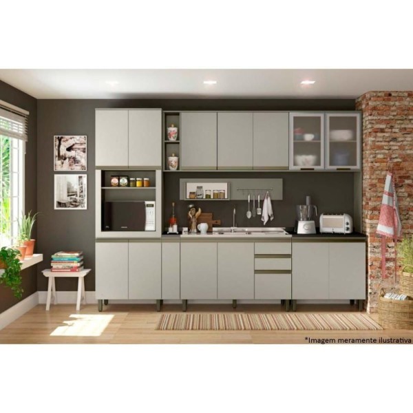 Encontraproduto.com.br - Balcão De Cozinha Modulado Connect Porta Tempero S/tampo 20x51x67cm Off White - Henn