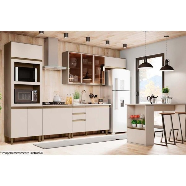 Encontraproduto.com.br - Módulo Cozinha Henn Connect Paneleiro 3 Portas (2 Fornos) 71.5cm Off White
