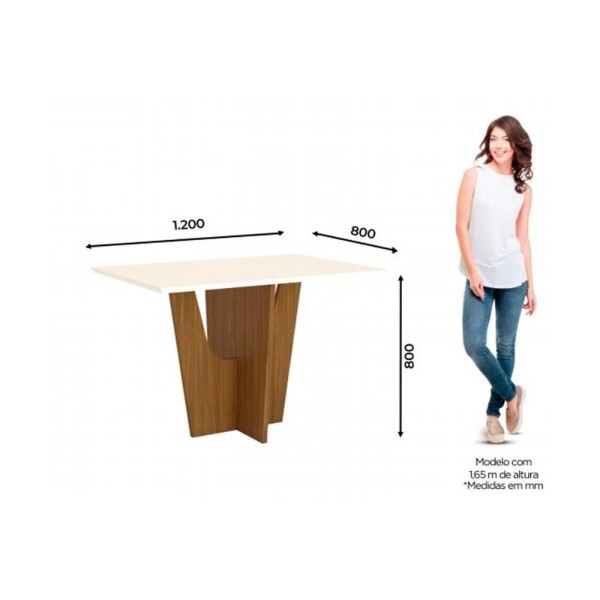 Encontraproduto.com.br - Sala De Jantar Completa Vértice C/ Vidro 120Cm + 4 Cadeiras Vita Nature/Veludo Light Linho - Henn
