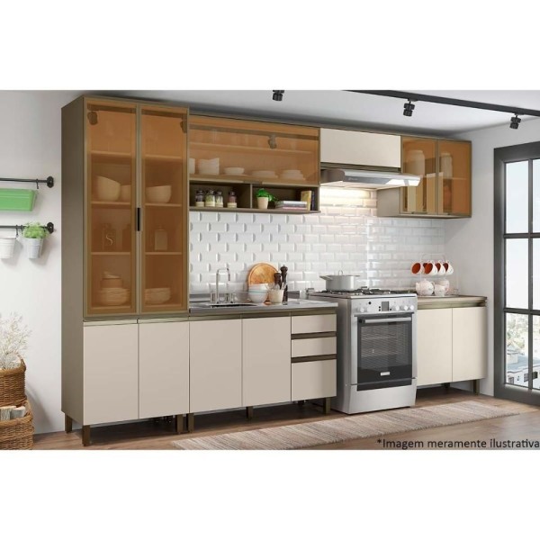 Encontraproduto.com.br - Módulo Cozinha Henn Connect Balcão C/ 2 Portas S/ Tampo Duna/cristal