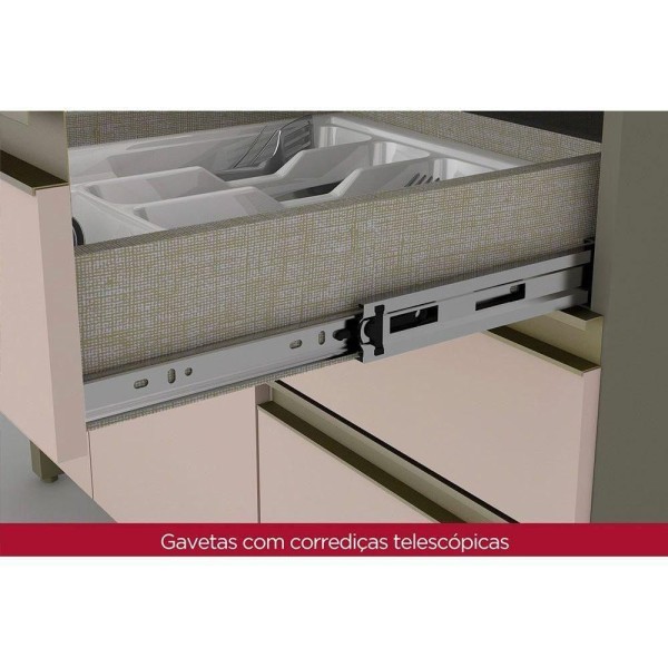 Encontraproduto.com.br - Cozinha Modulada Completa Connect 8pçs 4 Armários 2 Balcões 2 Complementos C8P10 Duna/Cristal Henn