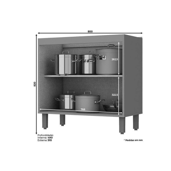 Encontraproduto.com.br - Cozinha Modulada Completa Connect 6pçs 2 Armários 2 Balcões 2 Complementos C6P07 Duna/Cristal Henn