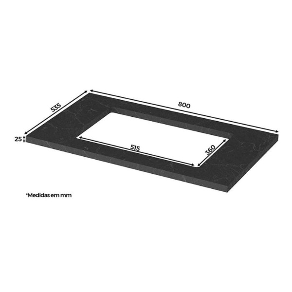 Encontraproduto.com.br - Módulo Cozinha Henn Connect Tampo 80cm P/ Cooktop Duna
