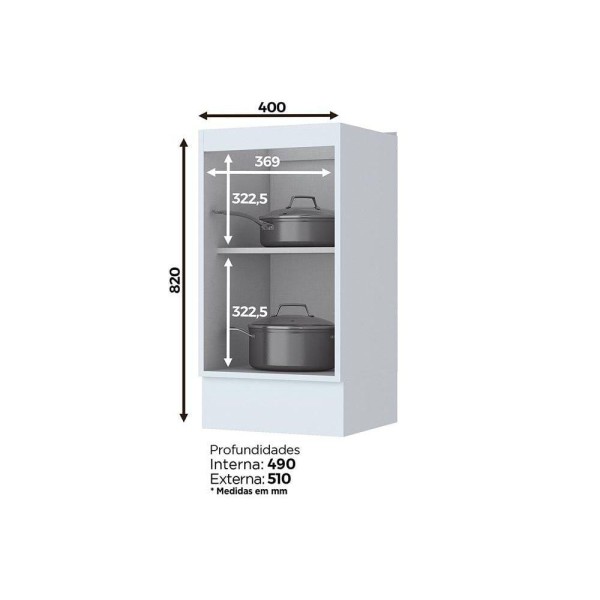 Encontraproduto.com.br - Balcão De Cozinha Modulado Americana 1 Porta S/ Tampo Branco - Henn