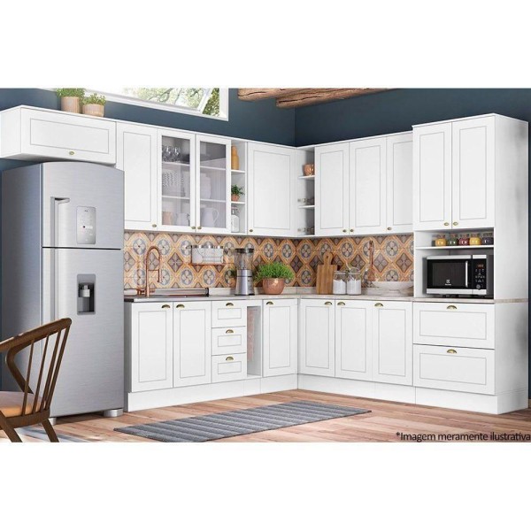 Encontraproduto.com.br - Balcão De Cozinha Modulado Americana 1 Porta S/ Tampo Branco - Henn