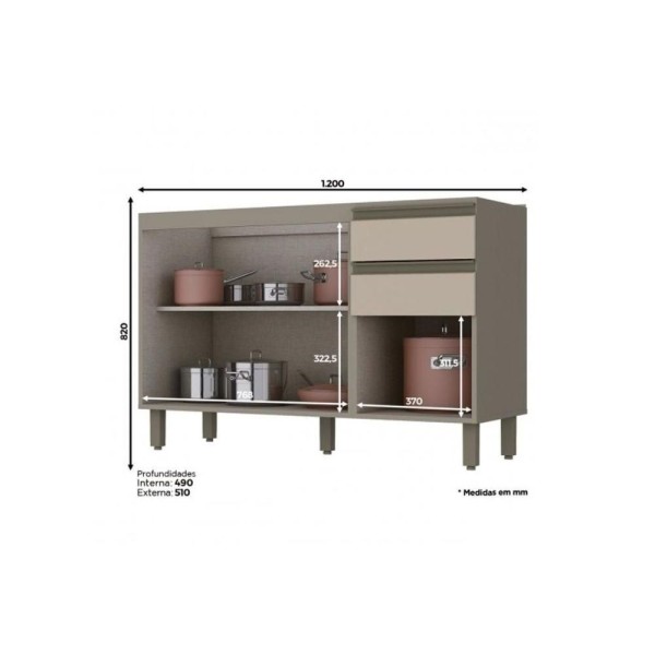 Encontraproduto.com.br - Kit De Cozinha Modulada 8pçs 2 Armários 2 Balcões 2 Paneleiros 2 compl. C8P03 Duna/Cristal Henn