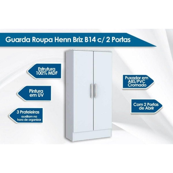Encontraproduto.com.br - Armário Multiuso Juvenil Zafira c/ 2 Portas Branco - Henn