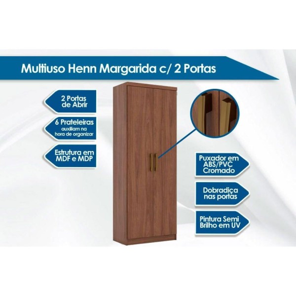 Encontraproduto.com.br - Armário Multiuso Juvenil Margarida c/ 2 Portas Rústico - Henn