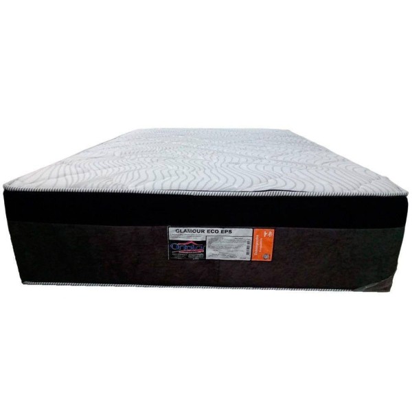Encontraproduto.com.br - Colchão Glamour Solteiro 88X188X30CM EPS Molas Ensacadas Eurotop Ortolar - Branco com Cinza