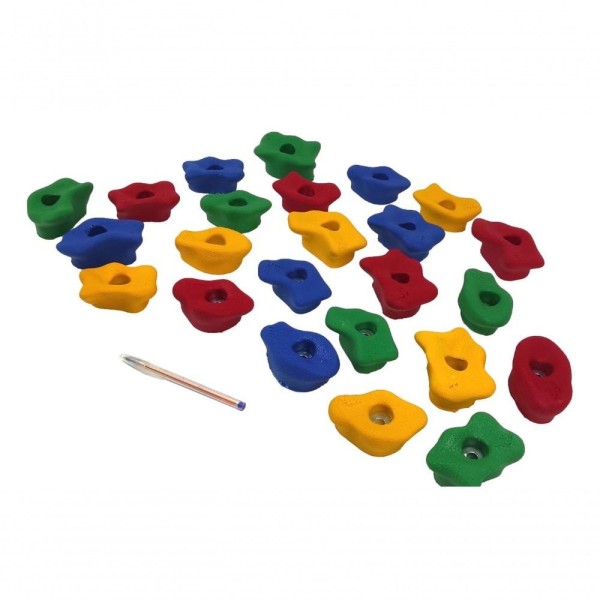 Encontraproduto.com.br - Jg 24 Agarras Parede Escalada Coloridas 4m2 Sem Fixadores