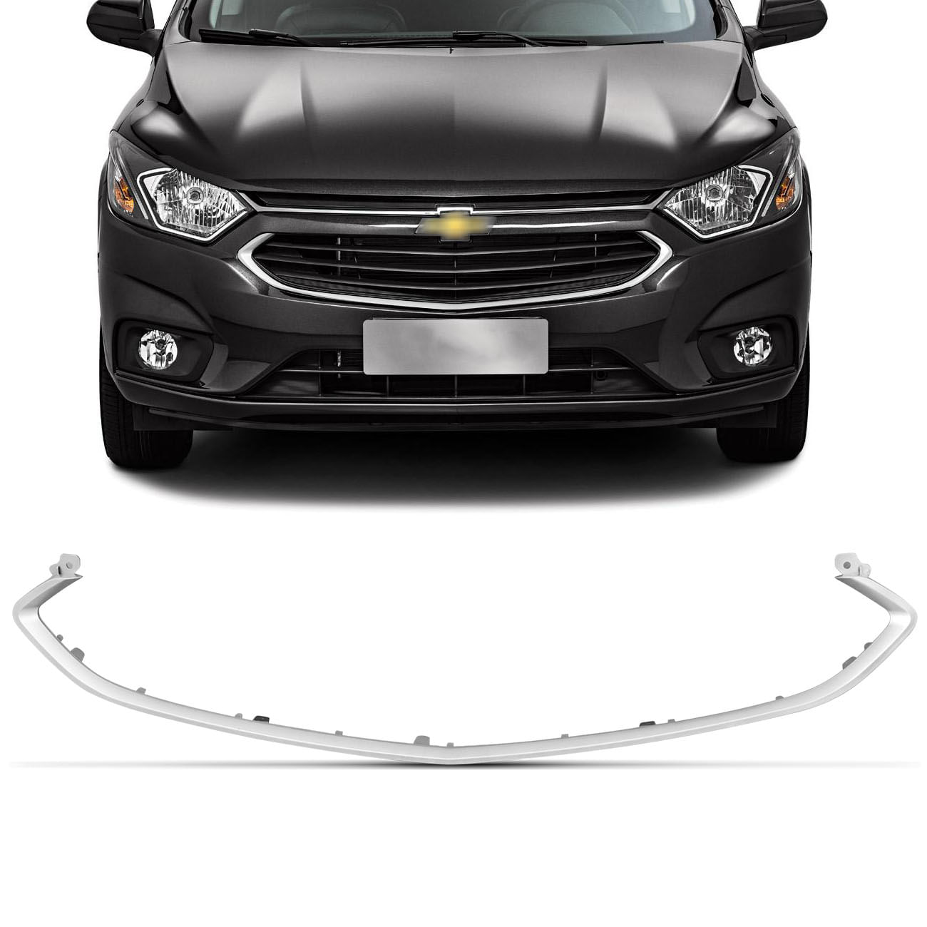 Encontraproduto.com.br - Friso Grade Frontal Onix Prisma 2017 2018 2019 Moldura Inferior Cinza