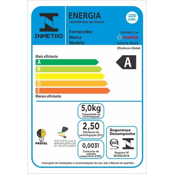 Encontraproduto.com.br - Centrifuga De Roupas Máquina Secadora Elétrica Tanquinho 286 W 220 V 60Hz Lavanderia Wanke Preto