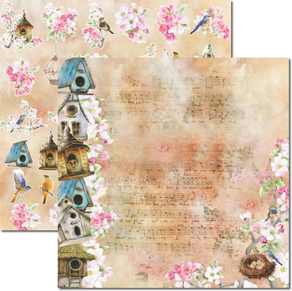 Folha Scrapbook Dupla Face Pássaros 6 Ref.SC-737 Arte Fácil