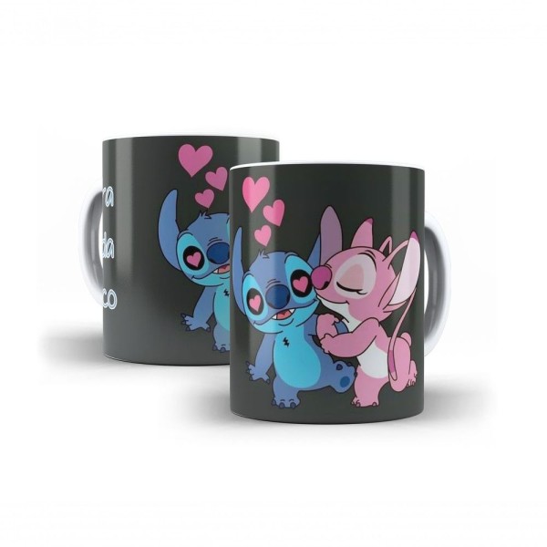 Encontraproduto.com.br - Caneca Xícara Stitch E Angel Em Cerâmica 325ml