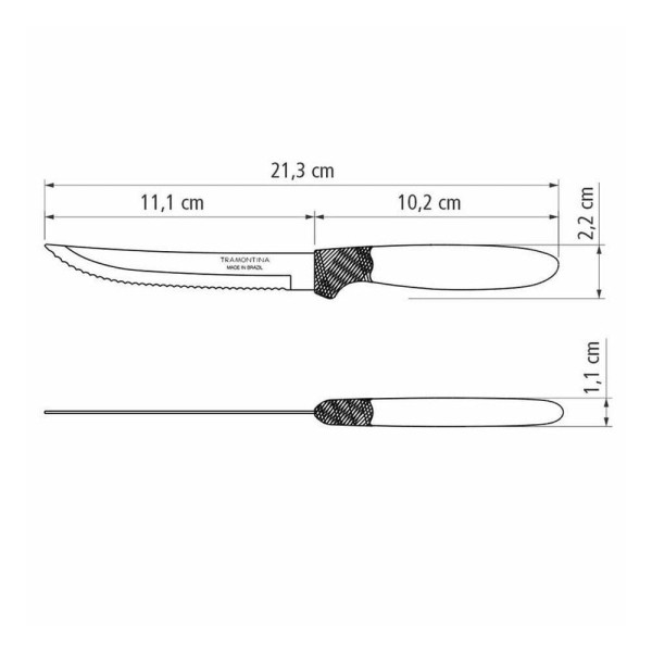 Encontraproduto.com.br - Kit - 6 Facas Para Churrasco Ipanema Com Lâmina Em Aço Inox 5 Pol Cabo Preto Fptop - Tramontina