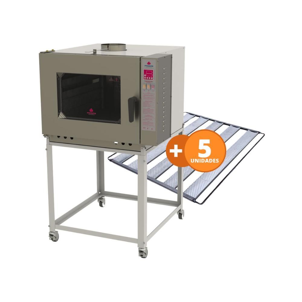 Encontraproduto.com.br - Kit - Forno Turbo Elétrico 5 Esteiras Monof 220v Prp-5000ne + 5 Esteiras - Progás 220v