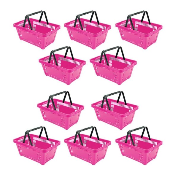 Encontraproduto.com.br - Kit - 10 Cestos Compras Plástica D100 Cód. 3400 Rosa - Della Plast