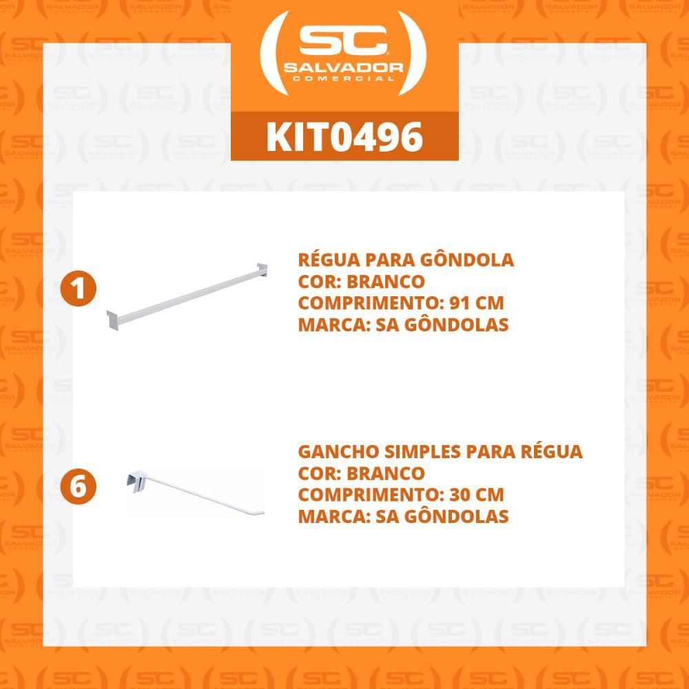 Encontraproduto.com.br - Régua Para Gondola 91cm + 6 Ganchos Simples - Sa Gondolas