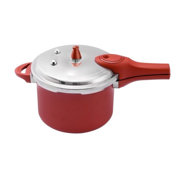 Panela De Pressão Antiaderente Cerâmica Life 20 Cm ø 4,2l Base De Indução Vermelho - Brinox 4952102