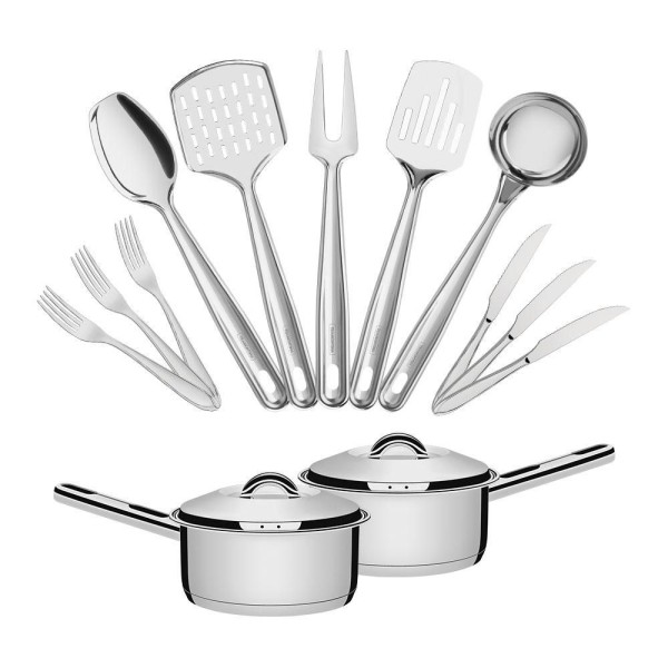 Encontraproduto.com.br - Panelas Solar 16cm Com 5 Utensílios Extrata E 48 Talheres
