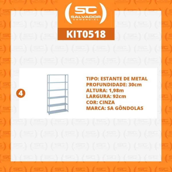 Encontraproduto.com.br - Kit - 4 Estantes Leve De Metal Reforçada 30 Cm 6 Níveis 25kg Por Bandeja - Sa Gôndolas