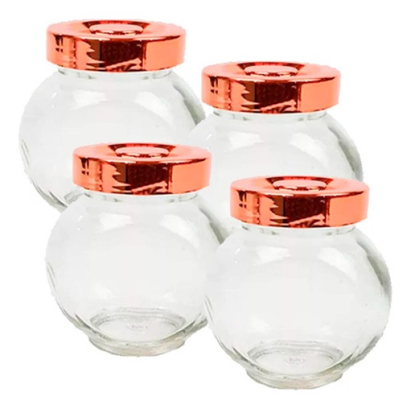 Encontraproduto.com.br - Porta Condimento Em Vidro Com Tampa Plástica em Cobre 180 Ml