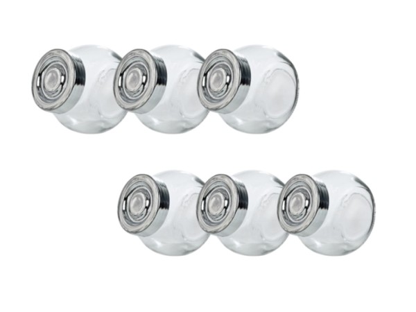 Encontraproduto.com.br - Kit Jogo De Porta Condimento De Vidro Com Tampa Cromada Com 6 Peças