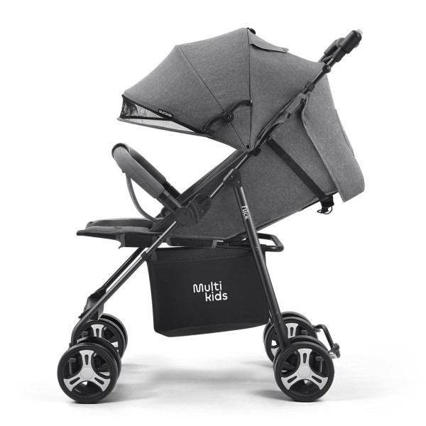 Encontraproduto.com.br - Carrinho Passeio Flick 0-15kgs Cinza + Bebê Conforto Class 0-13kgs Preto Multikids - BB445K