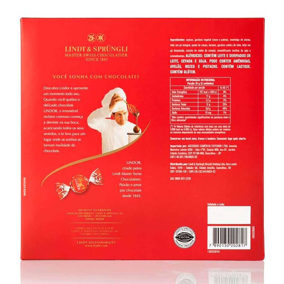 Encontraproduto.com.br - Bombom Lindt Lindor Chocolate ao Leite Caixa de Presente 112g