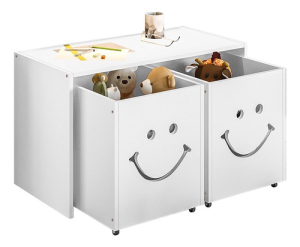 Encontraproduto.com.br - Mesa Infantil Montessoriana Com Led Alegra Smile Com NichosBranca Branco