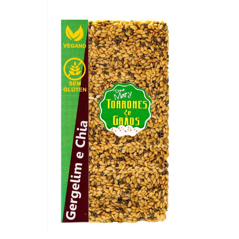 Torrone de Sementes de Gergelim e Chia Vegano Dona Mary 32g