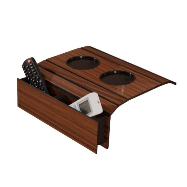 Encontraproduto.com.br - Bandeja Esteira Para Braço De Sofá Cor Mel Com Porta Controle