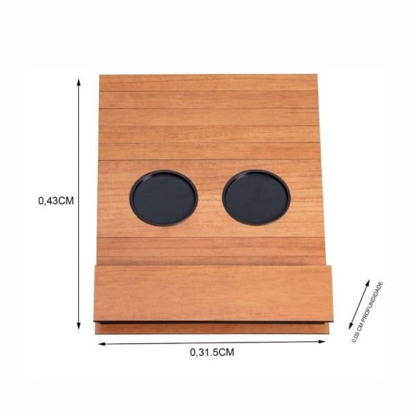 Encontraproduto.com.br - Bandeja Esteira Para Braço De Sofá Cor Cinamono Com Porta Controle