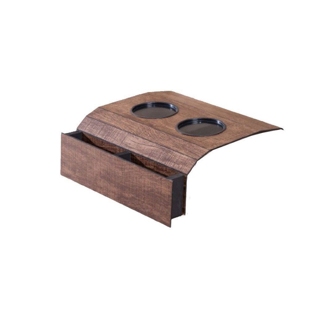 Encontraproduto.com.br - Bandeja Esteira Para Braço De Sofá Cor Ipê Com Porta Controle