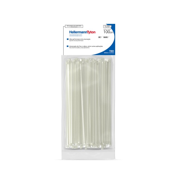 Encontraproduto.com.br - Abraçadeira Nylon Branca 100X2,45MM Pacote Com 100 Unidades REF. T-18R - Hellermann