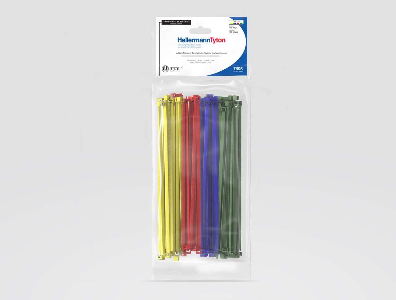 Kit Abraçadeira Mix De Cor T30R-150X3,6Mm 100Pçs