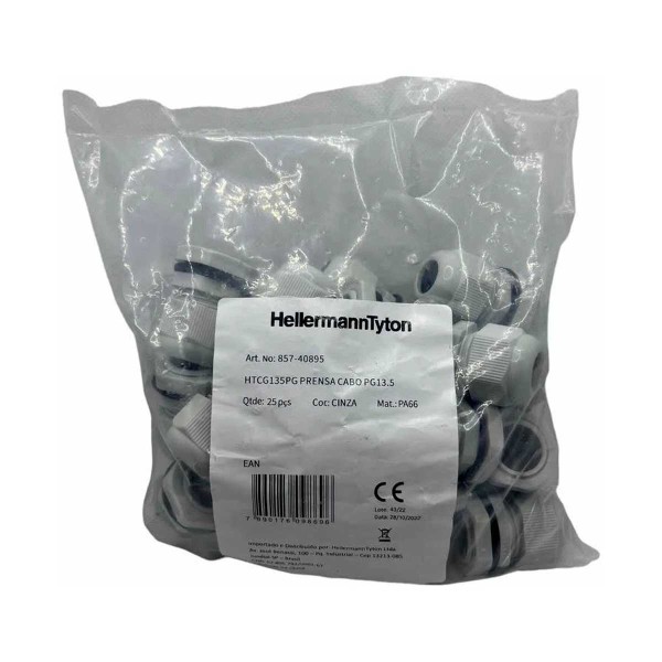 Encontraproduto.com.br - Prensa Cabo Plástico Hellermanntyton Caixa com 25 Peças Cinza