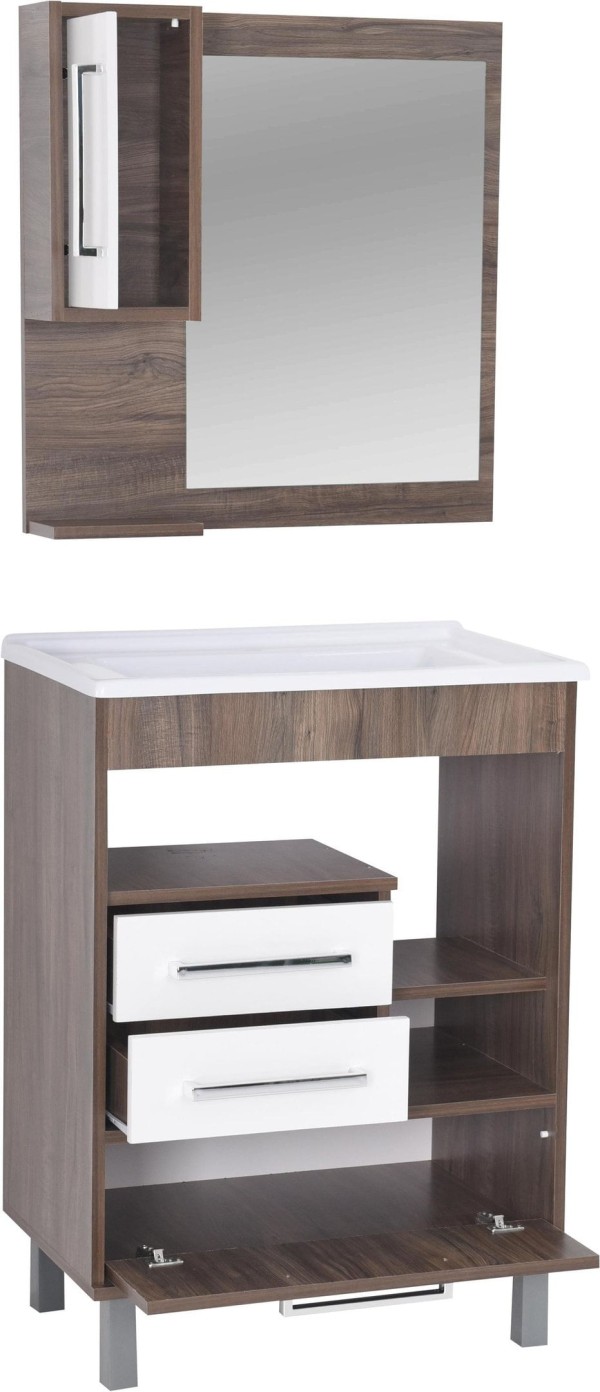 Encontraproduto.com.br - Conjunto para Banheiro 2 Portas 2 Gavetas Rivera Móveis Sander
