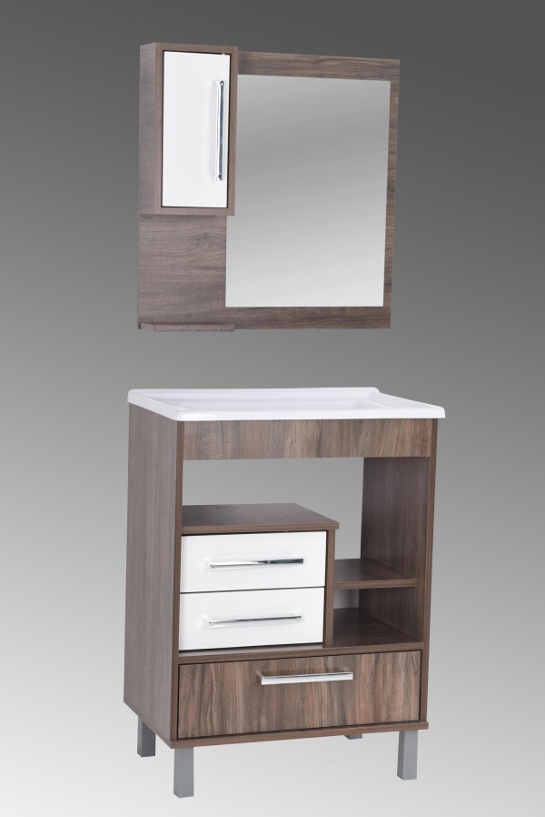 Encontraproduto.com.br - Conjunto para Banheiro 2 Portas 2 Gavetas Rivera Móveis Sander