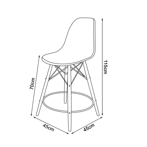 Encontraproduto.com.br - Conjunto Mesa Bistrô Eames Eiffel Vidro Com 3 Banquetas Pretas De Madeira - Cor: Preto