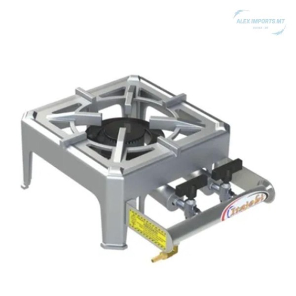 Encontraproduto.com.br - Fogão Portátil 20X20 Mesa Aluminio Queimador Duplo Camping