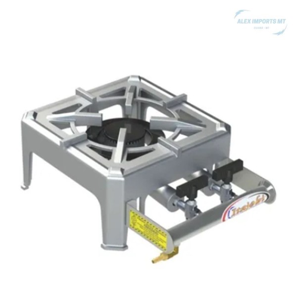 Encontraproduto.com.br - Fogão Portátil 20X20 Mesa Aluminio Queimador Duplo Camping