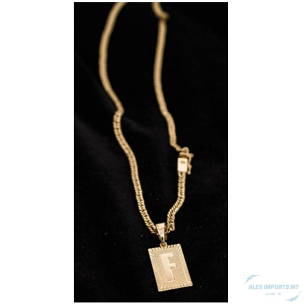 Encontraproduto.com.br - Corrente Grumet Duplo Fecho Gaveta Pingente Letra F Nomes